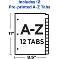 Avery Preprinted A-Z Plastic Dividers, Multicolor, 12 / Set, AVE11330
