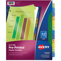 Avery Preprinted A-Z Plastic Dividers, Multicolor, 12 / Set, AVE11330