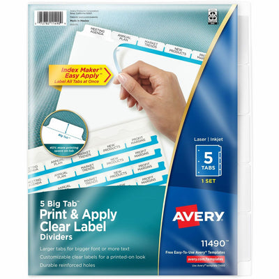 Avery Big Tab Index Maker Index Divider, White, 12EA/PK 3PK/CT — view 1