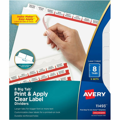 Avery Big Tab Clear Label Index Maker Dividers, White, 8.50" Width x 11" Length, 1 Pack — view 1