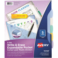 Avery Corner Lock Write & Erase Plastic Dividers with Expandable Pockets, Translucent, AVE16183