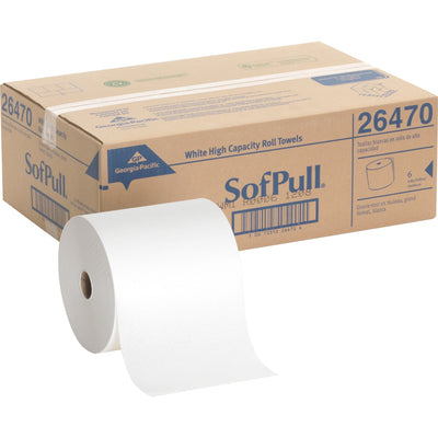 Georgia Pacific . SofPull Mechanical Recycled Paper Towel Rolls, White, 6 / Carton, GPC26470