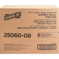 Genuine Joe Jumbo Dispenser Roll Bath Tissue, White, 8 / Carton, GJO2506008