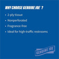 Genuine Joe Jumbo Dispenser Roll Bath Tissue, White, 8 / Carton, GJO25060-08