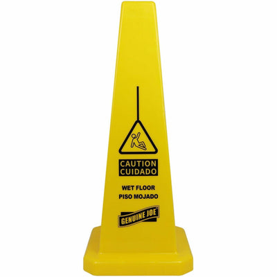 Genuine Joe Bright 4-sided Caution Safety Cone, Yellow, GJO58880