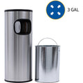 Genuine Joe Fire-safe 3-Gallon Ashtray Receptacle, Stainless Steel, GJO58883