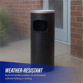 Genuine Joe Fire-safe 3-Gallon Ashtray Receptacle, Black, GJO58884