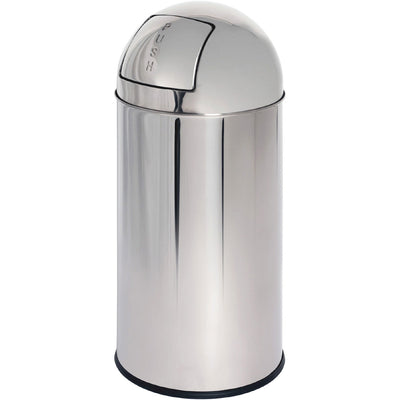Genuine Joe Push Open Round Top Receptacle, Stainless Steel, 12 gal, GJO58885