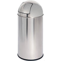 Genuine Joe Push Open Round Top Receptacle, Stainless Steel, 12 gal, GJO58885