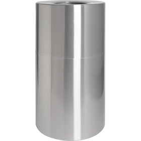 Genuine Joe Classic Cylinder 2-Piece Waste Receptacle, Silver, 35 gal, GJO58893
