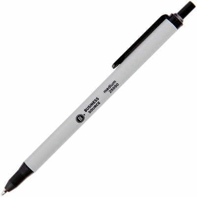 Business Source Retractable Ballpoint Pens, 1 Dozen, BSN25050