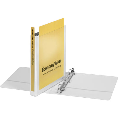 TOPS Cardinal EconomyValue ClearVue Slant-D Ring Binder, White, 8 1/2" Width x 11" Length, CRD90103