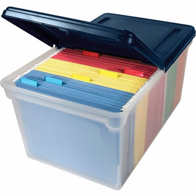 Advantus Vertiflex Extra-capacity File Tote with Lid, Navy, /CT — view 1