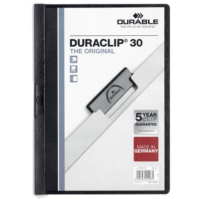 Durable Office DURACLIP Letter Report Cover, Black, 8 1/2" Width x 11" Length, DBL2203-01