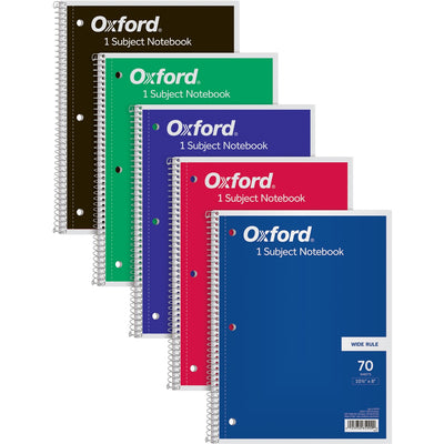 TOPS Wide Rule 1-subject Spiral Notebook, 10 1/2" x 8", TOP65000