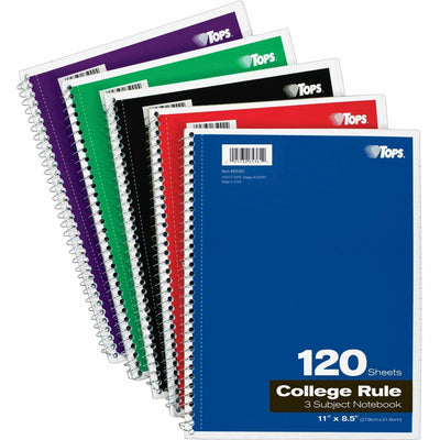 TOPS 3 - subject College Ruled Notebook - Letter, 8 1/2" x 11", TOP65361