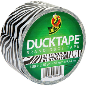 Shurtech Duck Brand Brand Printed Design Color Duct Tape, Zebra, 1 Roll, DUC1398132RL