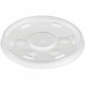 Dart Container 10 oz HIPS Plastic Straw-Slotted Lid - Translucent, 100 / Pack, DCC10SL