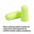 3M E-A-R soft Neons Uncorded Earplugs, Neon Yellow, 1 Box, MMM3121250