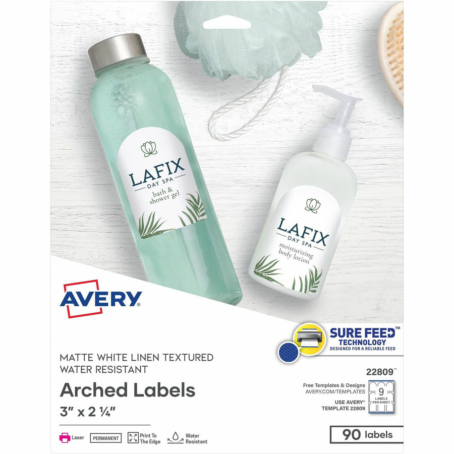 Avery Arched Labels - Sure Feed - Print-to-the-Edge, Matte White, 90 / Pack — view 1