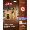 Avery Matte White Square Labels1�" x 1�", 600 / Pack, AVE22805