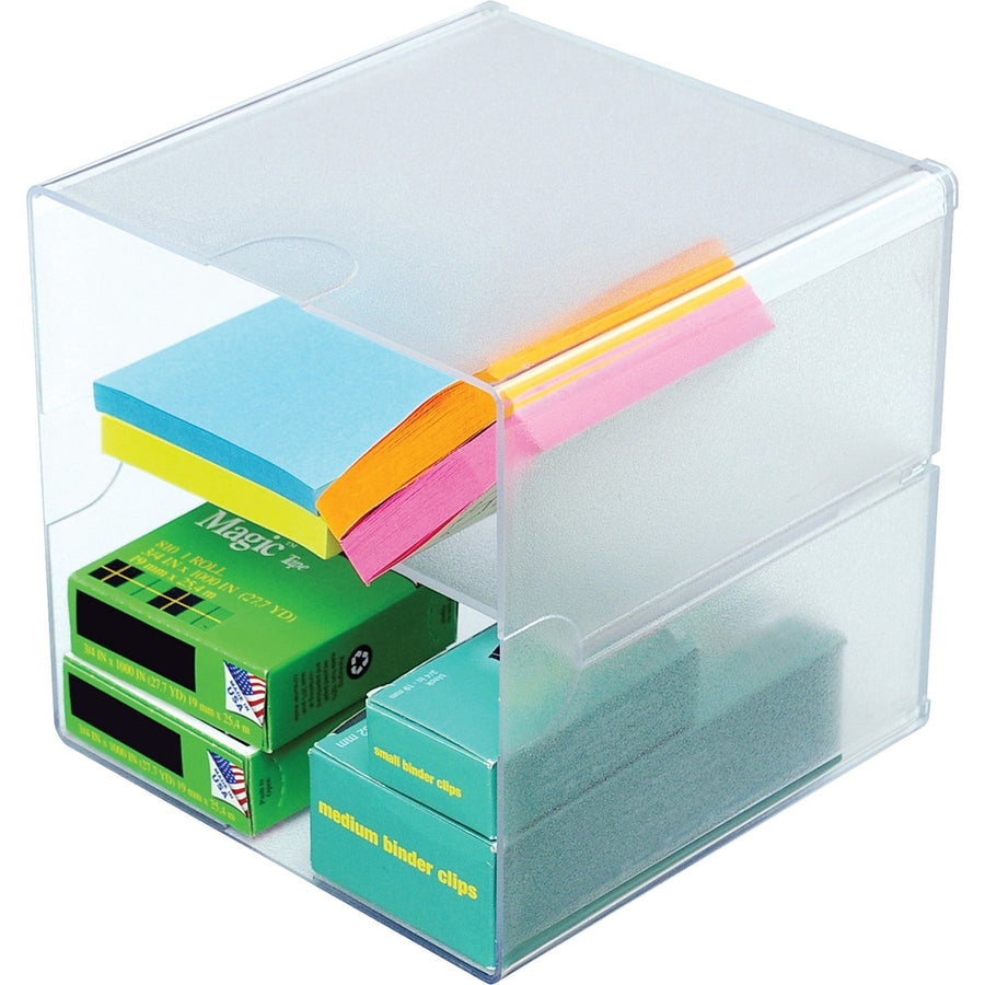 Deflecto Stackable Cube Organizer, 6" x 6", Clear, Plastic, DEF350701