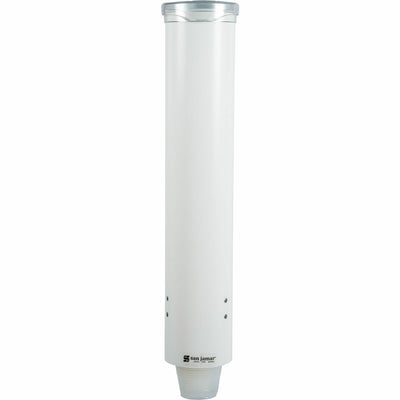 San Jamar Small Pull-type Water Cup Dispenser, Transparent White, SJMC4160WH