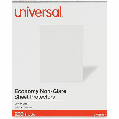 Universal Top-Load Poly Sheet Protector, Clear, 8 1/2" Width x 11" Length, 200 / Box, UNV21127