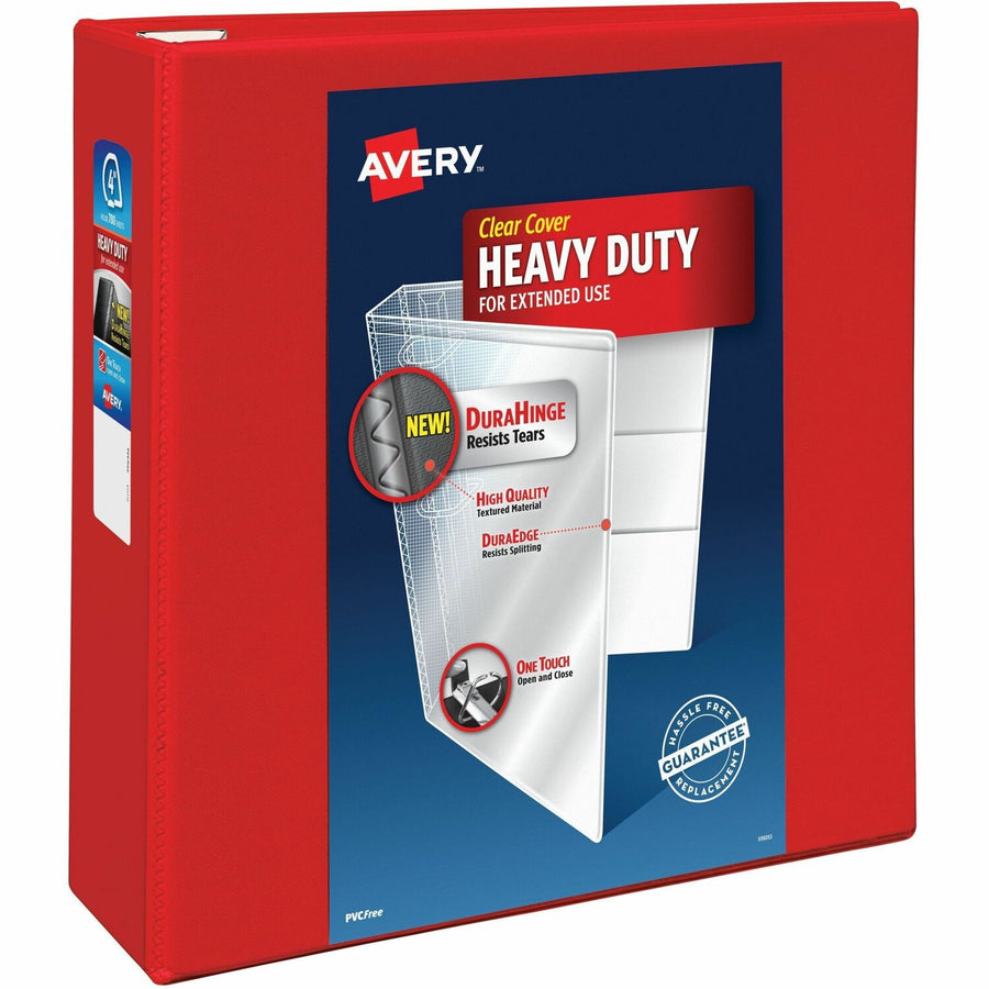 Avery Heavy-Duty View Binders with One Touch EZD Rings, Red, 8 1/2" Width x 11" Length, 4EA/CT — view 1