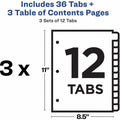 Avery Dividers, 12 Tabs, Ready Index (3 Sets of 11073), White, 8 / Carton, AVE11073