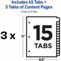 Avery Dividers, 15 Tabs, Ready Index, (3 Sets of 11074), White, 24 / Carton, AVE11074