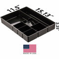 Officemate 21322 Deep Desk Drawer Organizer Tray, 2.25"H, 7 Compartments, Black, OIC21322