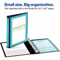 Avery Mini Durable View 3 Ring Binder, 0.5" Round Rings, Black, 5 1/2" Width x 8 1/2" Length, AVE27725
