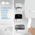 Kimberly-Clark Scott Coreless High-Capacity Jumbo Roll Toilet Paper, White, 12 / Carton, KCC07005