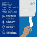 Kimberly-Clark Scott Essential Coreless Jumbo Roll Toilet Paper Dispenser, Black, 1 x Roll, KCC09602