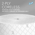Kimberly-Clark Scott Coreless High-Capacity Jumbo Roll Toilet Paper with Elevated Design, White, 12 / Carton, KCC07006