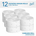 Kimberly-Clark Scott Coreless High-Capacity Jumbo Roll Toilet Paper with Elevated Design, White, 12 / Carton, KCC07006