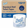 Kimberly-Clark Scott Professional 100% Recycled Fiber Standard Roll Toilet Paper with Elevated Design, White, 80 / Carton, KCC13217