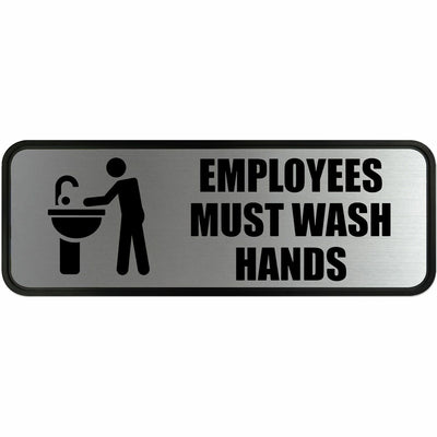 Cosco Employee Wash Hands Sign, Silver, COS098205