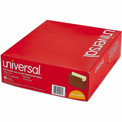 Universal Straight Tab Cut Letter Expanding File, Brown, 8 1/2" Width x 11" Length, 10 Box, UNV15262