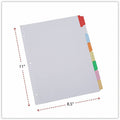 Universal Deluxe Write-On/Erasable Tab Index, 8-Tab, 11 x 8.5, White, Assorted Tabs, 1 Set, 8.50" Width x 11" Length, UNV20819