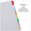 Universal Deluxe Write-On/Erasable Tab Index, 8-Tab, 11 x 8.5, White, Assorted Tabs, 1 Set, 8.50" Width x 11" Length, UNV20819
