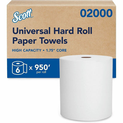 Kimberly-Clark Scott Essential High-Capacity Hard Roll Towels, White, 6 / Carton, KCC02000