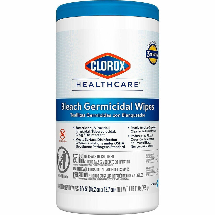 Clorox Healthcare Bleach Germicidal Wipes, White, Odorless, CLO30577