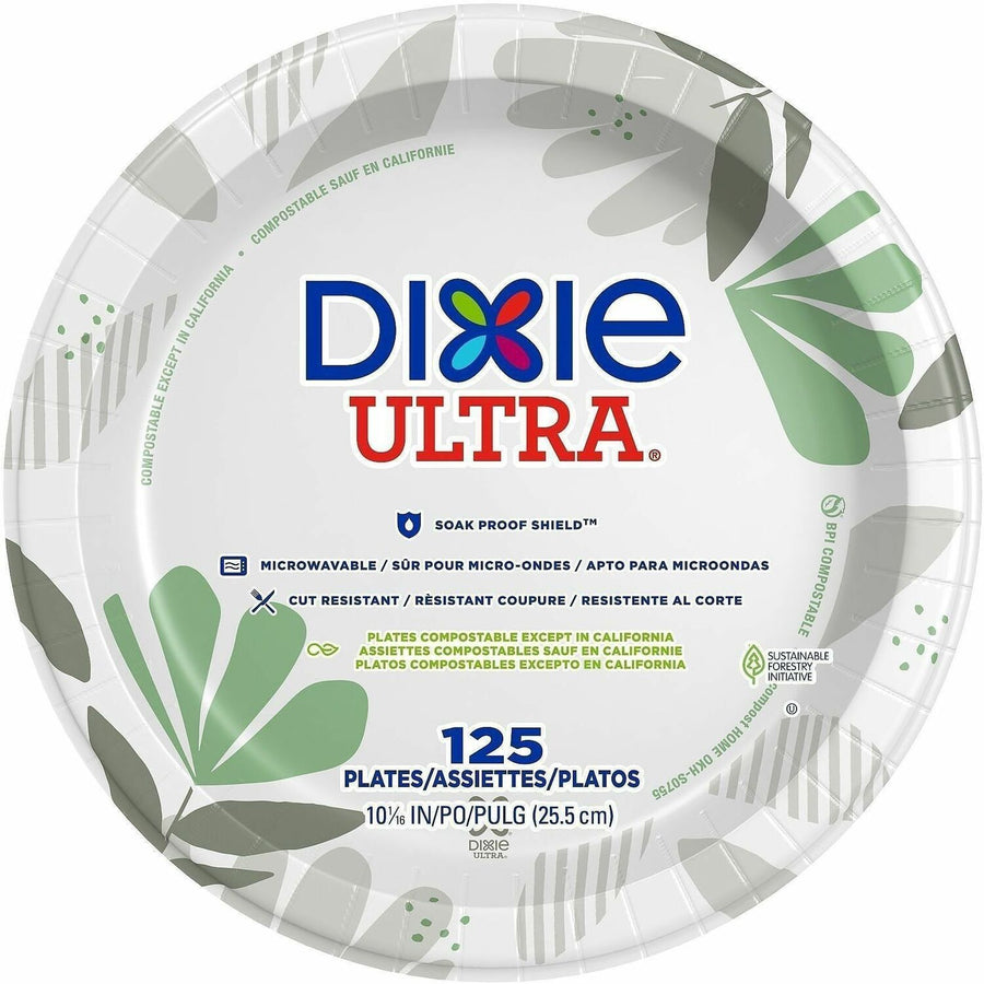 Dixie Ultra® Pathways 10-1/16" Heavyweight Paper Plates by GP Pro, White, 125 / Pack, DXESXP10PATH