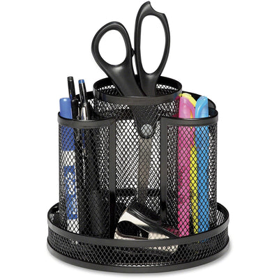 Newell Rolodex Workspace Mesh Spinning Supply Caddy, Black, ROL1773083