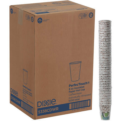 Georgia Pacific Dixie PerfecTouch 8 oz Insulated Wrapped Paper Hot Coffee Cups by GP Pro, Multi, 1 Carton, DXE5338CDWR