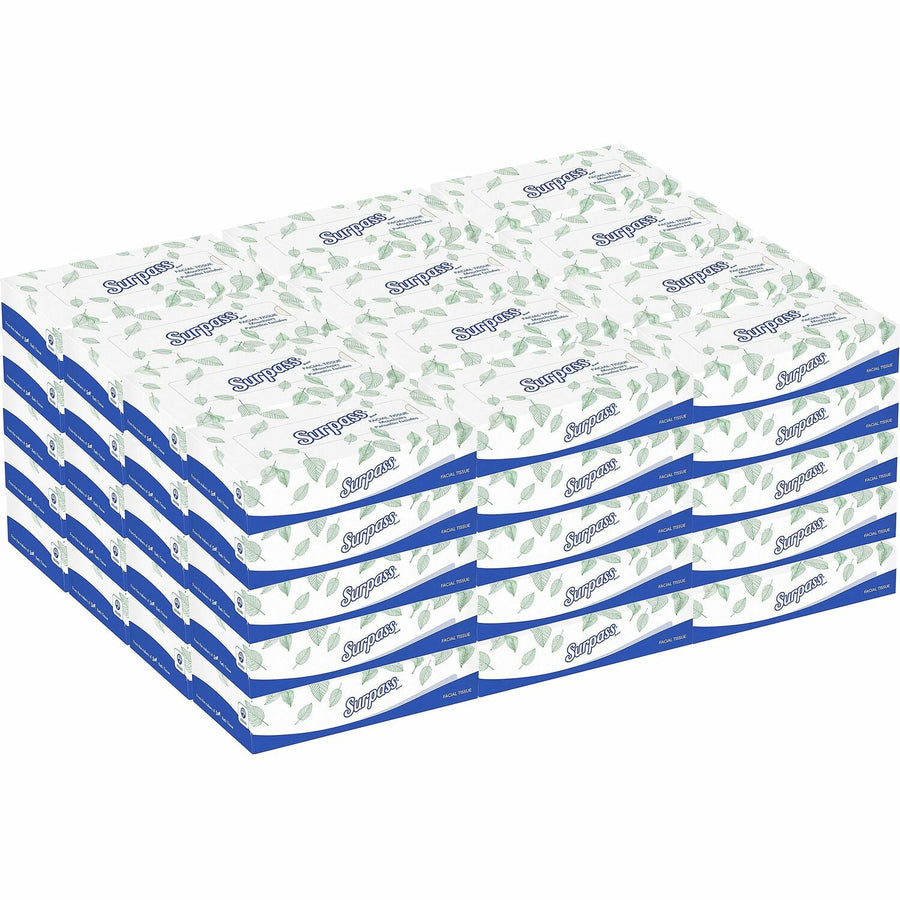 Surpass Flat Box Facial Tissue for Business, White, Strong, 1 Carton, KCC21390
