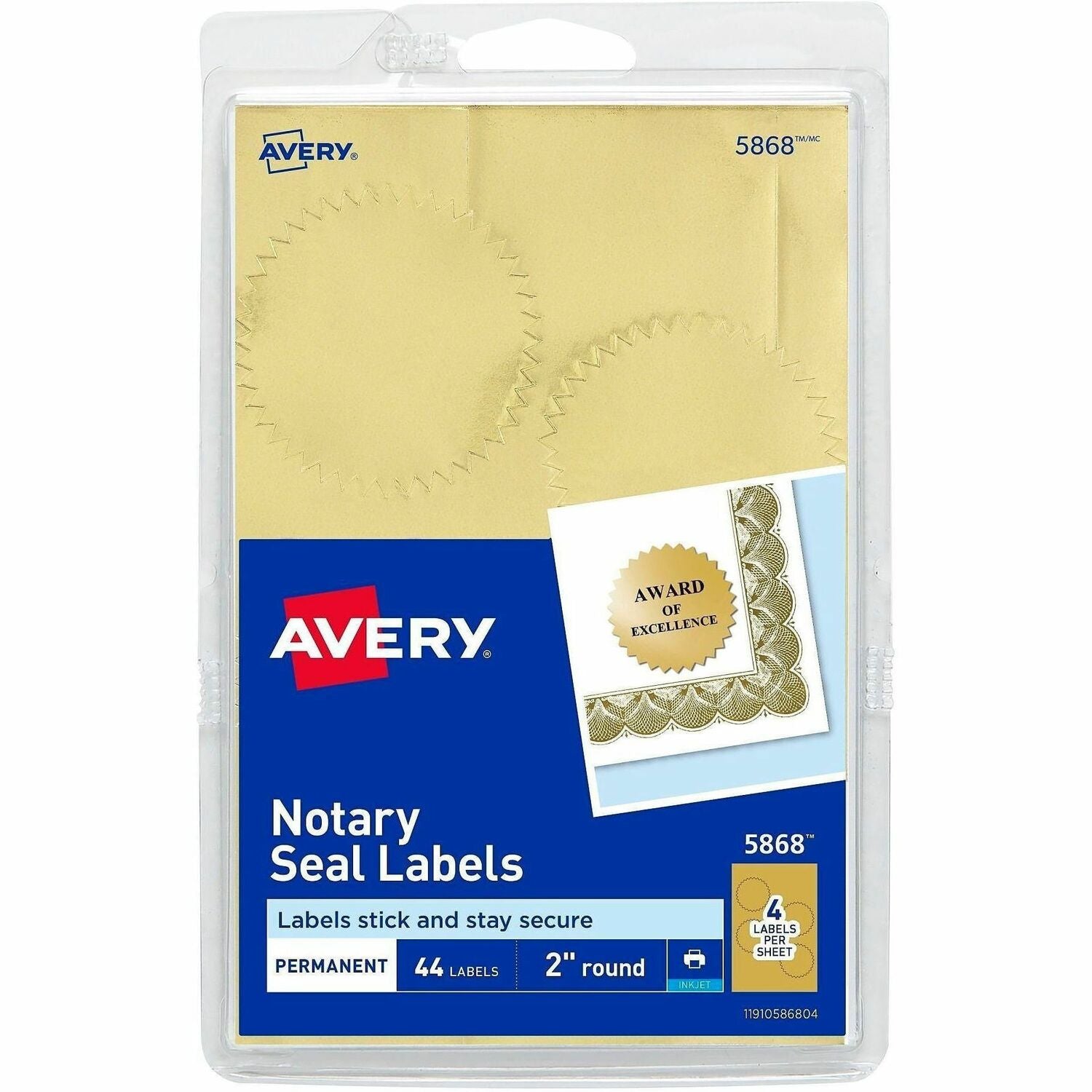 Avery® Printable Gold Foil Notarial Seals, 1 Pack