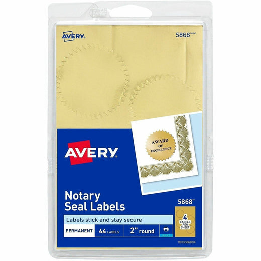 Avery® Printable Gold Foil Notarial Seals, 1 Pack